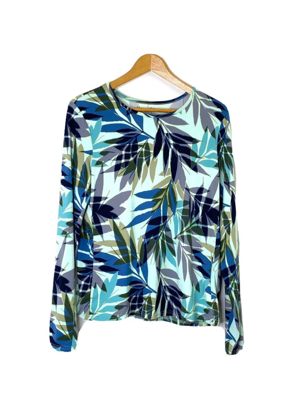 Hang Ten Sun Shirt Womens size XL Long Sleeved UV Protection UPF 50+ Aqua Blues